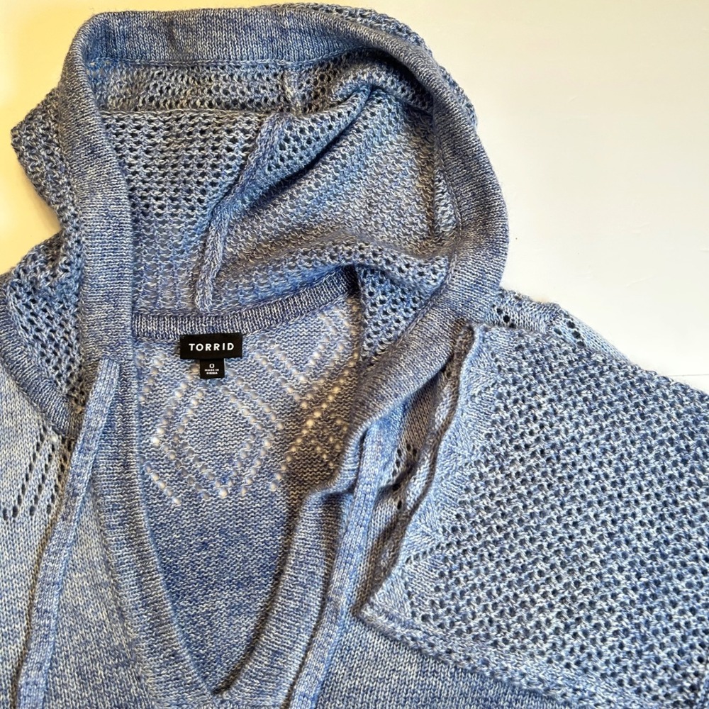Torrid Ombre Knit Hoodie‎ Sweater Crochet Trim Bell Sleeves Women 0X Plus